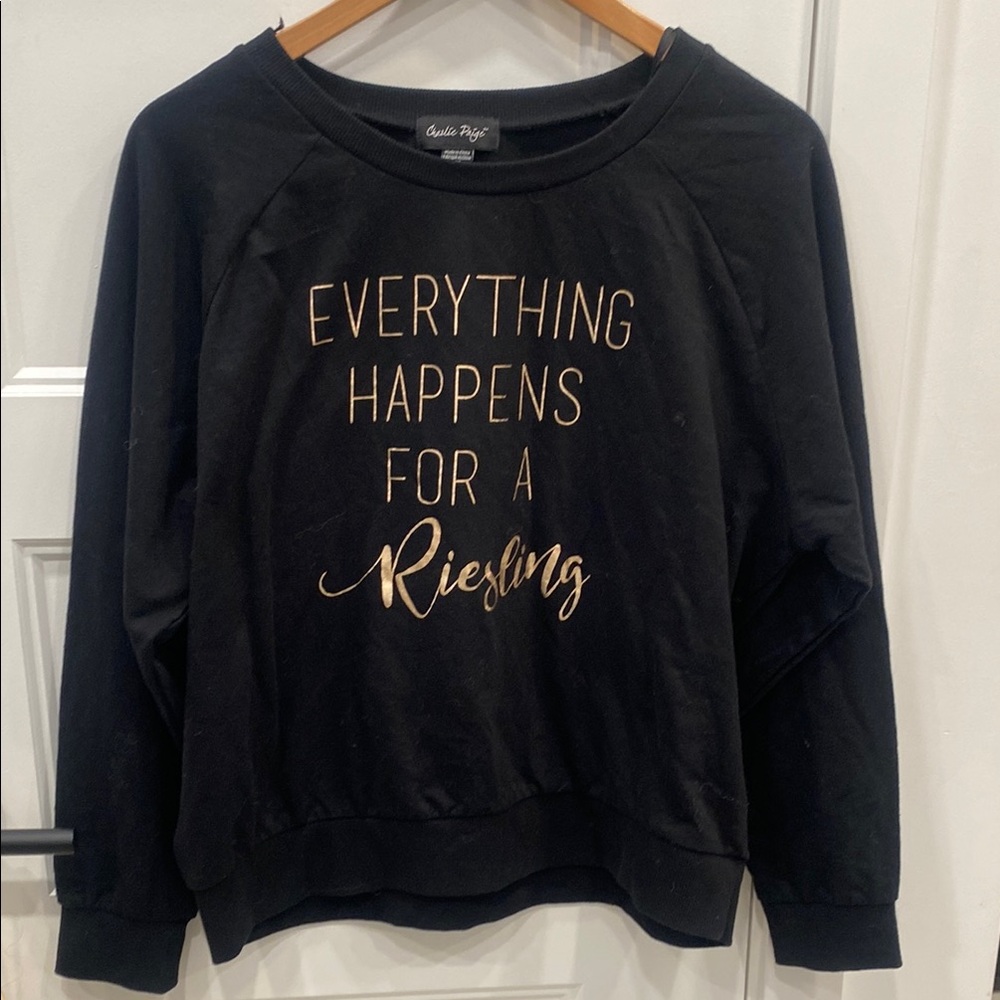 Black Sweatshirt with Gold Text